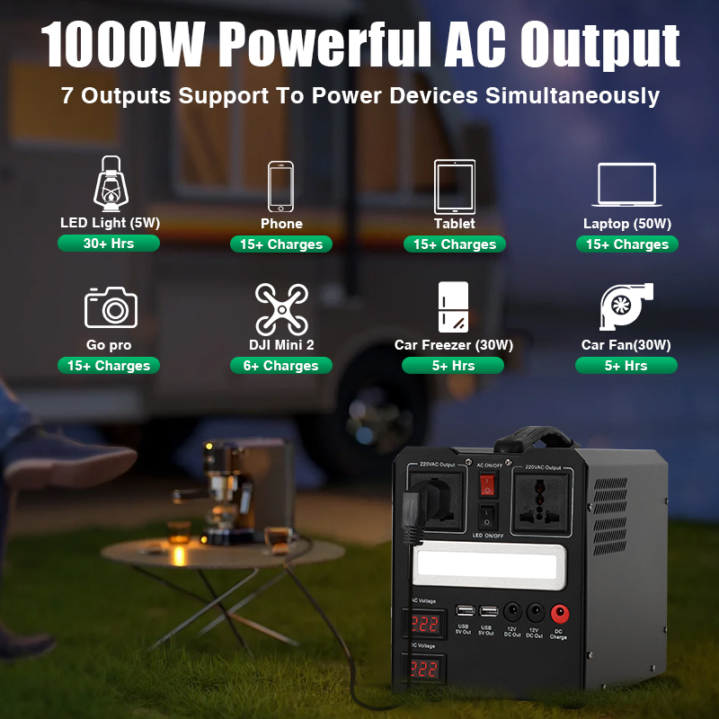 500w 1000W 1500W Solar Portable Power Station Outdoor Lifepo4 Portable Generator