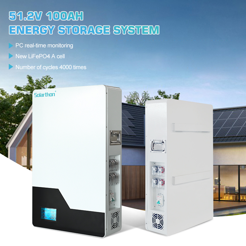 Energy Storage Battery Power System Wall 51.2V 100Ah Lifepo4 Battery Solar Pack 
